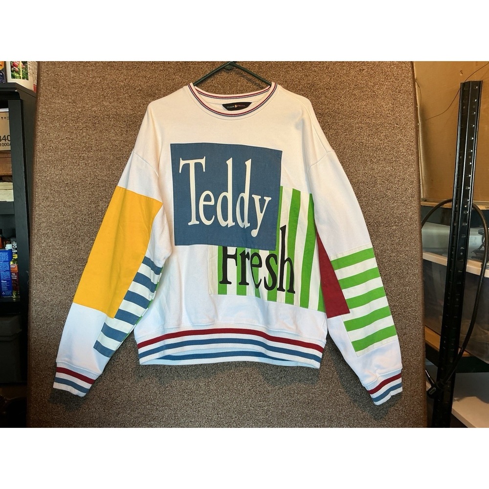 Teddy Fresh Pullover M Sweatshirt Vibrant Red White Blue Yellow Color Block